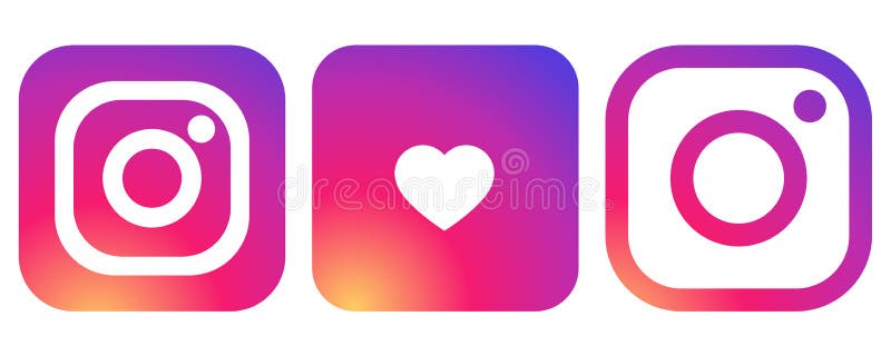 Instagram logo with vector EPS 10 file. Rounded corner Colored icon for web. Outlined colored & heart shaped icon with vector file.