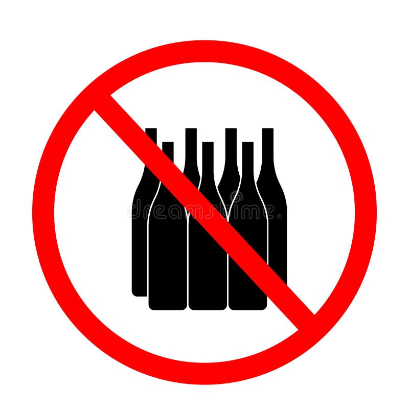 No Drinking Alcohol Or Wine With Red Banned Sign Stock Illustration
