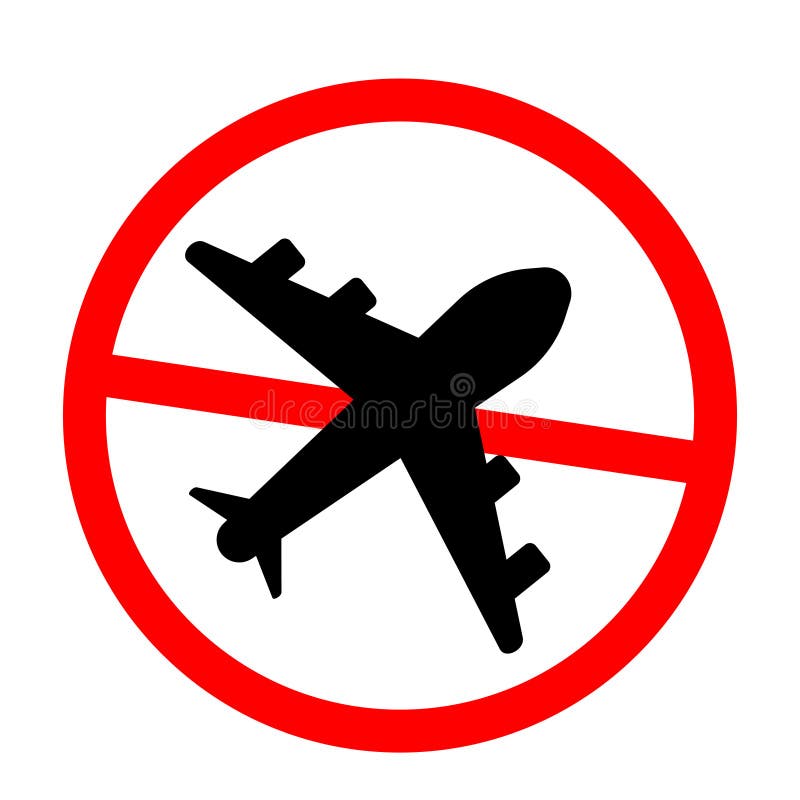 No airplane raster icon. Flat No airplane symbol vector illustration