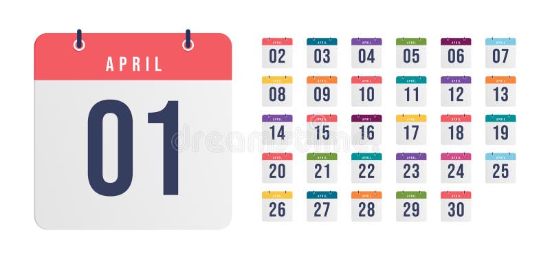 Monthly Calendar Icons Isolated On White Background Vector Stock