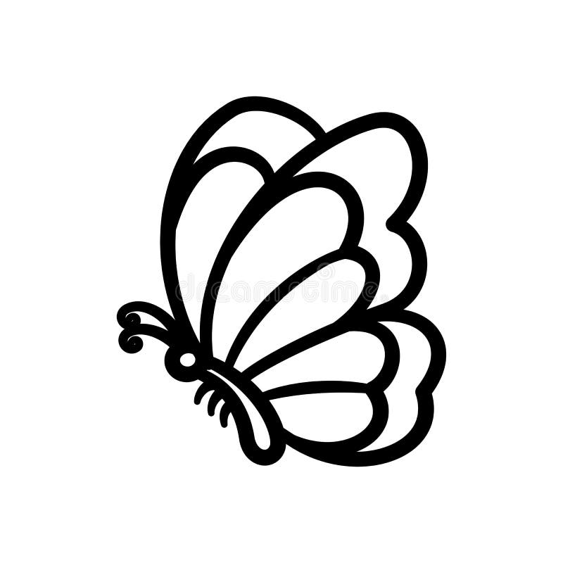 Butterfly Cartoon, Black and White Outline Vector Illustration Stock Vector  - Illustration of outline, flat: 199847094