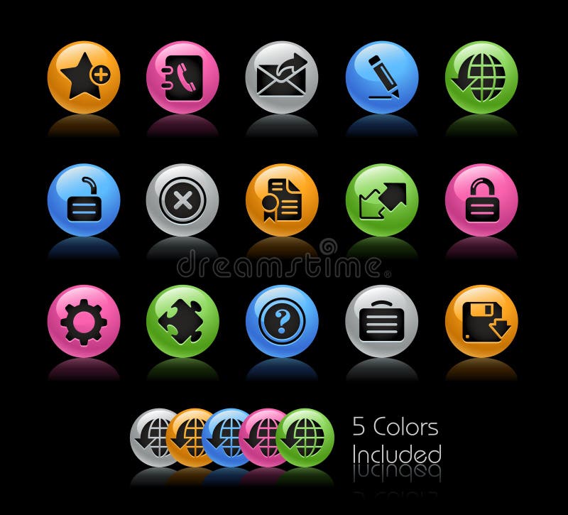 The file includes 5 color versions for each icon in different layers. The file includes 5 color versions for each icon in different layers.