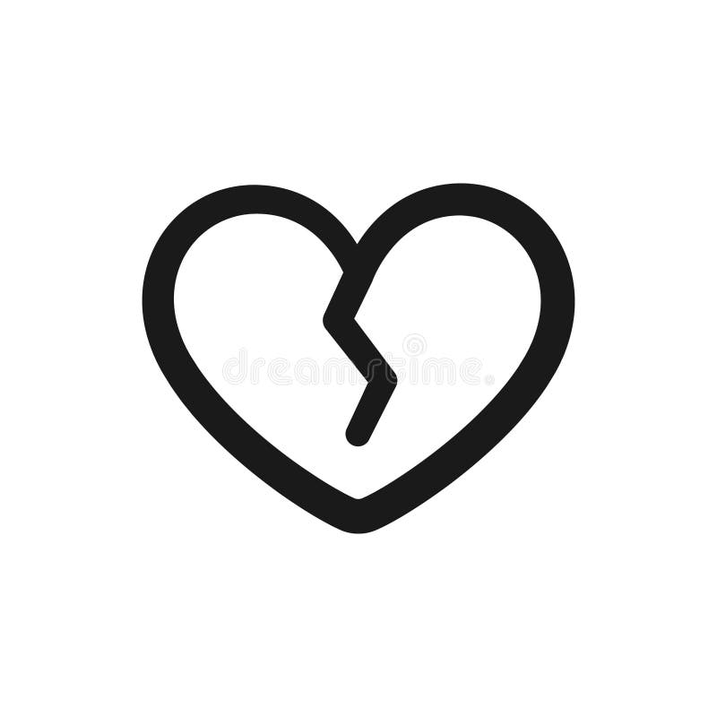 Broken Heart Cartoon Outline Logo Icon Design Stock Vector - Illustration  of outline, clipart: 201628999