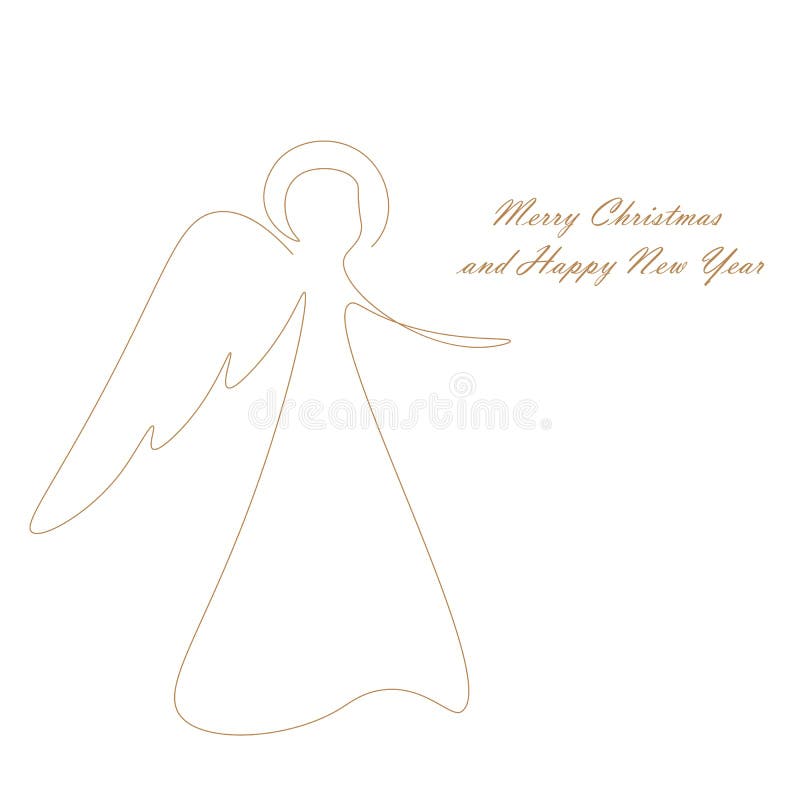 Christmas Silhouette Angel Line Drawing Stock Illustrations 350