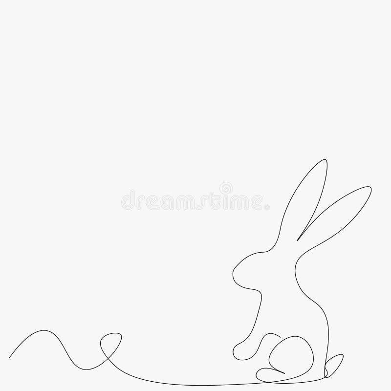 Bunny Easter Background Line Draw Stock Illustration - Illustration of