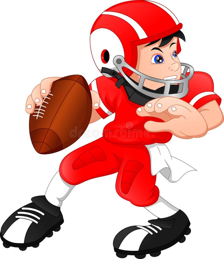 Vector illustration of cute boy posing wearing american football