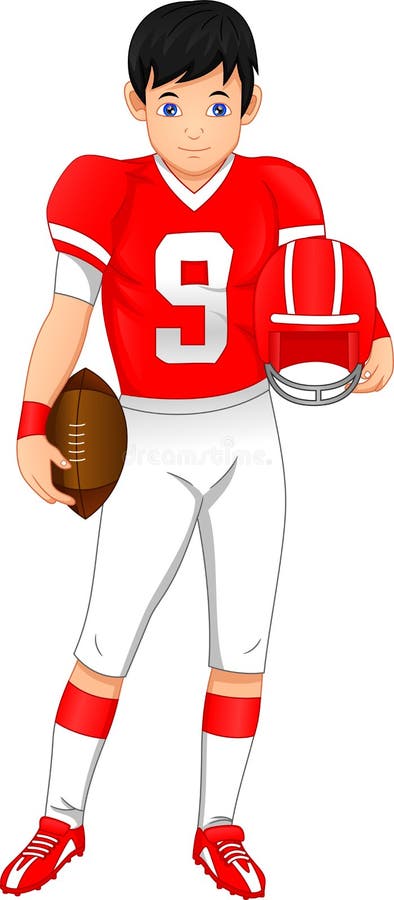 Vector illustration of american football player posing and holding the ball. Vector illustration of american football player posing and holding the ball