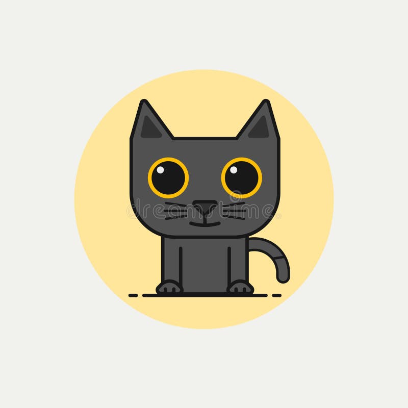 Vector Cartoon Cute Black Cat. Stock Vector - Illustration of feline
