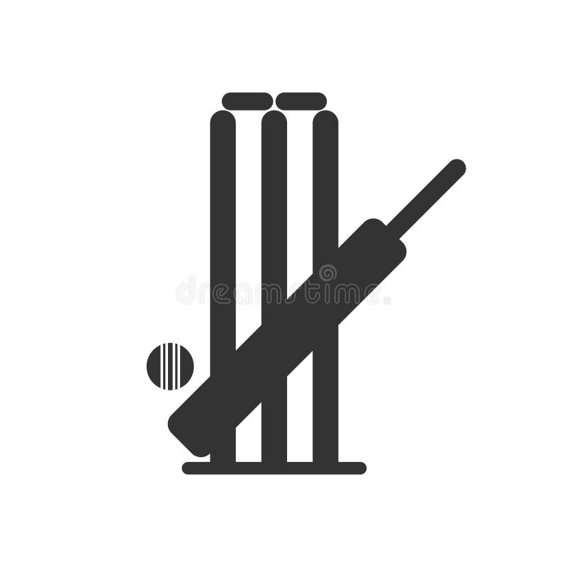 Cricket Bat Ball Stump Bails Icon Stock Vector Illustration of