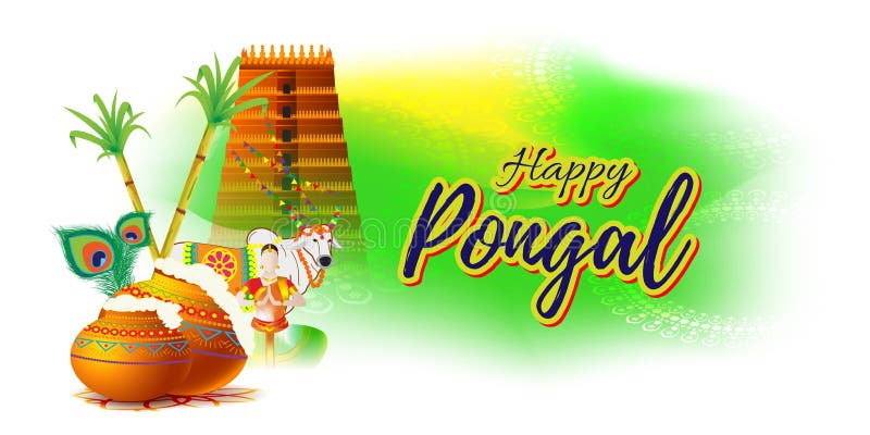 Vector Illustration Concept of Happy Pongal Banner. Stock Vector -  Illustration of nadu, maatu: 206398261