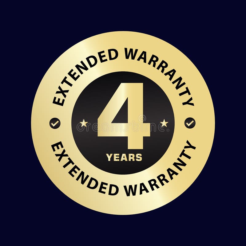 Four Year Extended Warranty Golden Illustration Stock Vector