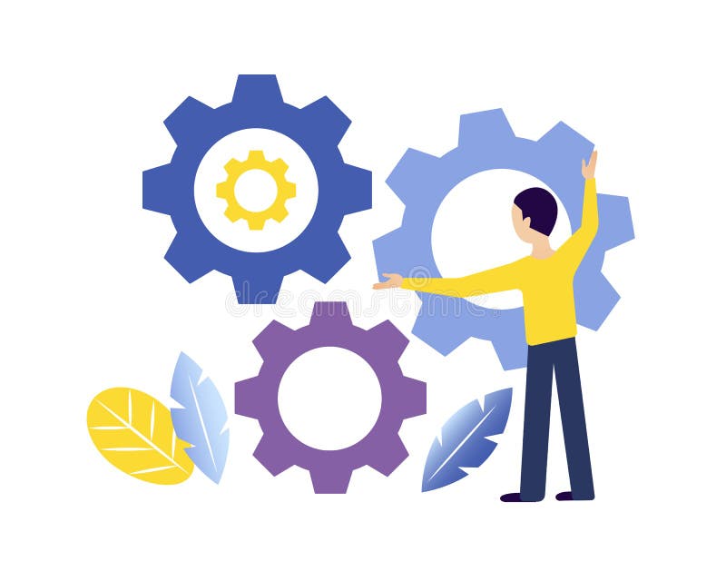 Turning gears stock vector. Illustration of character 43861847