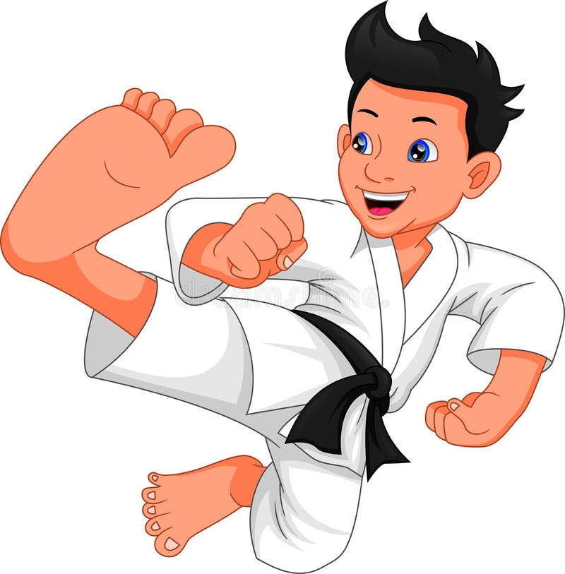 Karate boy cartoon stock illustration. Illustration of happy - 36915453