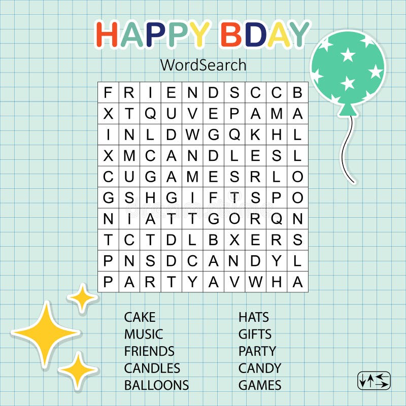 Birthday Word Search Puzzle Stock Illustrations Birthday Word Search Puzzle Stock Illustrations Vectors Clipart Dreamstime
