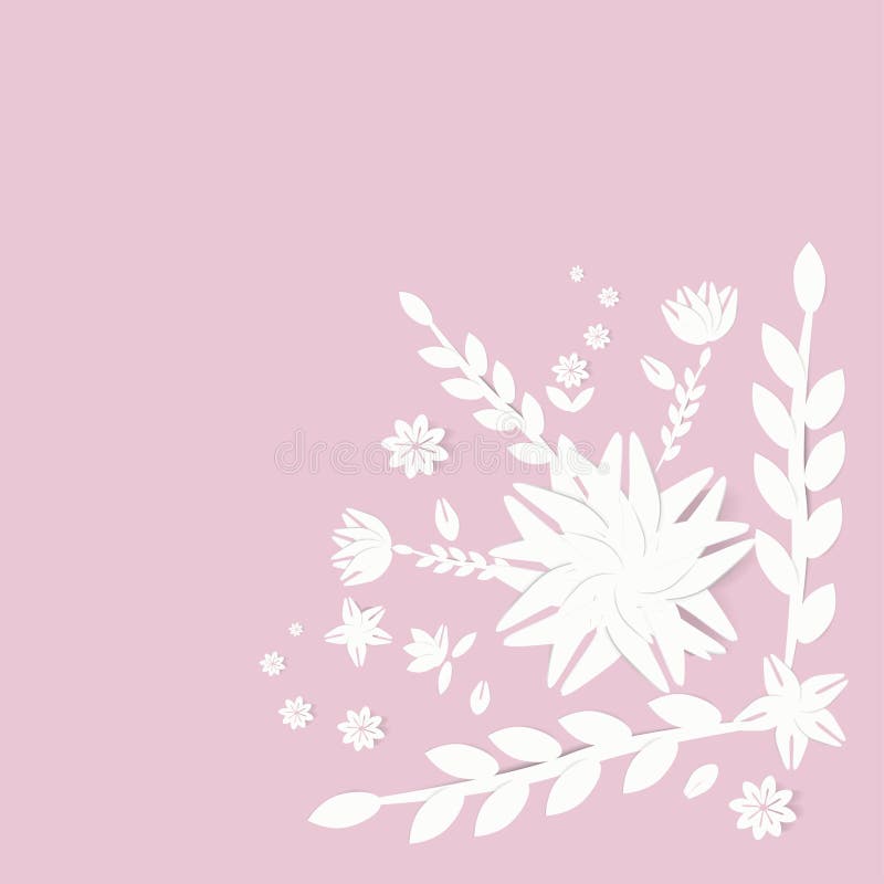 White paper flower wall, floral background, wedding card, greeting card  template Stock Photo