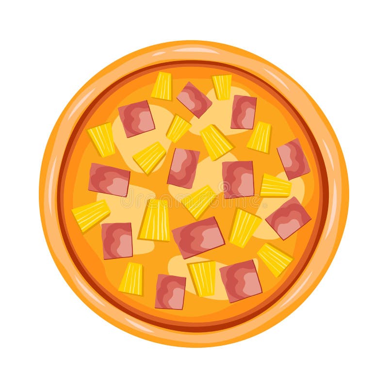 Vector Illustration of Hawaiian Pizza. Italian Food in Cartoon Style