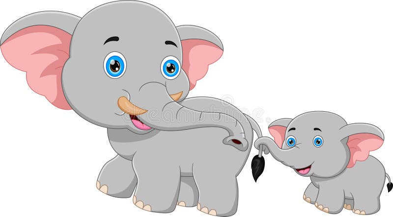 Cartoon Mother Elephant and Baby Elephant Walking Stock Vector -  Illustration of hair, outdoor: 217845464