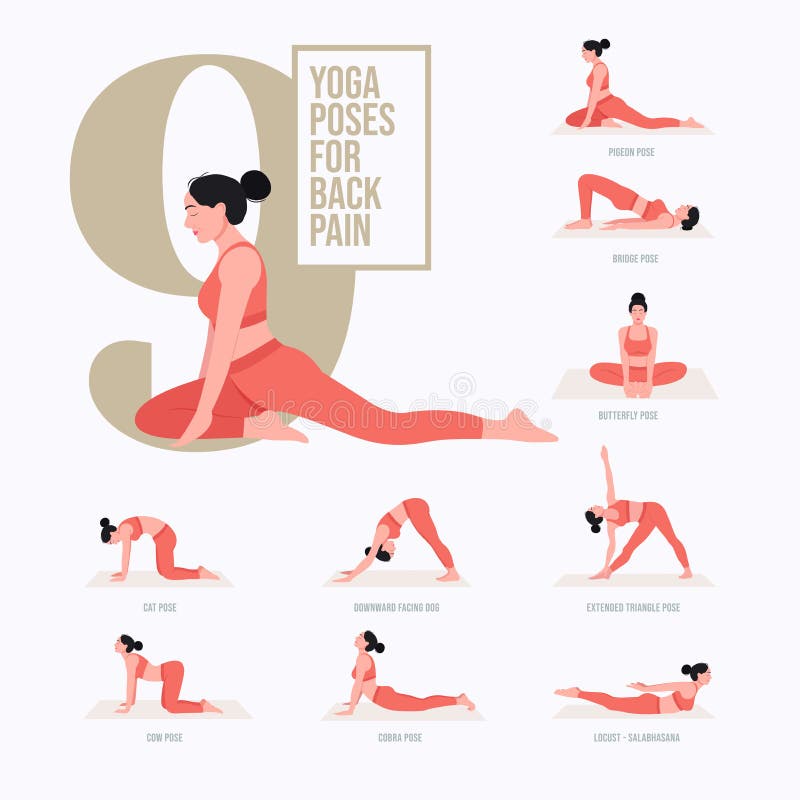 Back pain relief yoga poses. Young woman practicing Yoga poses royalty free stock image