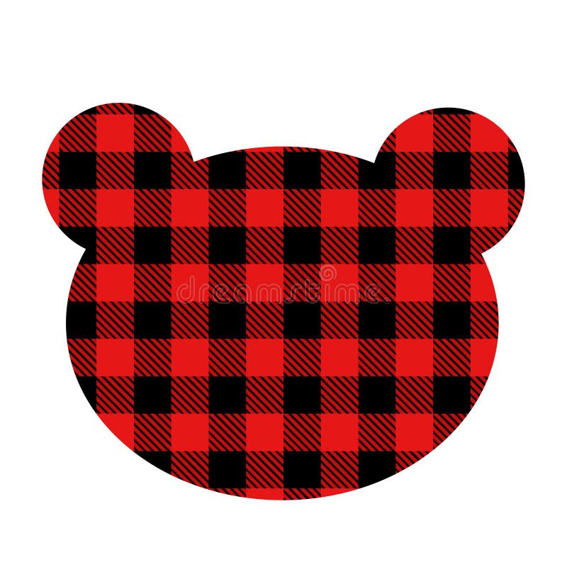 Bear made of trendy black and red plaid fabric for a romantic holiday card.