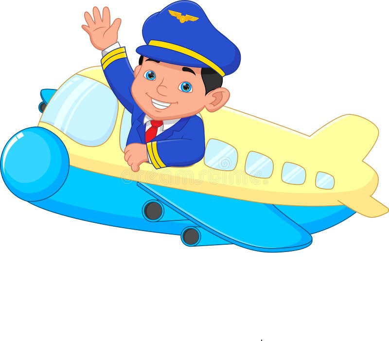 Cartoon Young Pilot Waving from the Plane Stock Vector - Illustration of  child, little: 222932553
