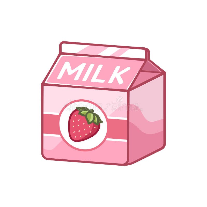 Small Strawberry Milk Carton Clipart Vector Illustration Stock Vector
