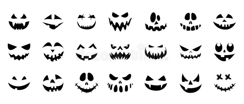 Set of Creepy, Scary Emotions, Emoticons for Halloween. Face Design for ...