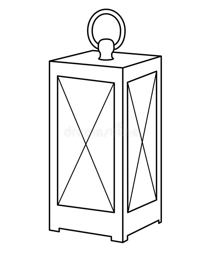 Flashlight. Decorative Vintage Candle Lantern Vector Linear