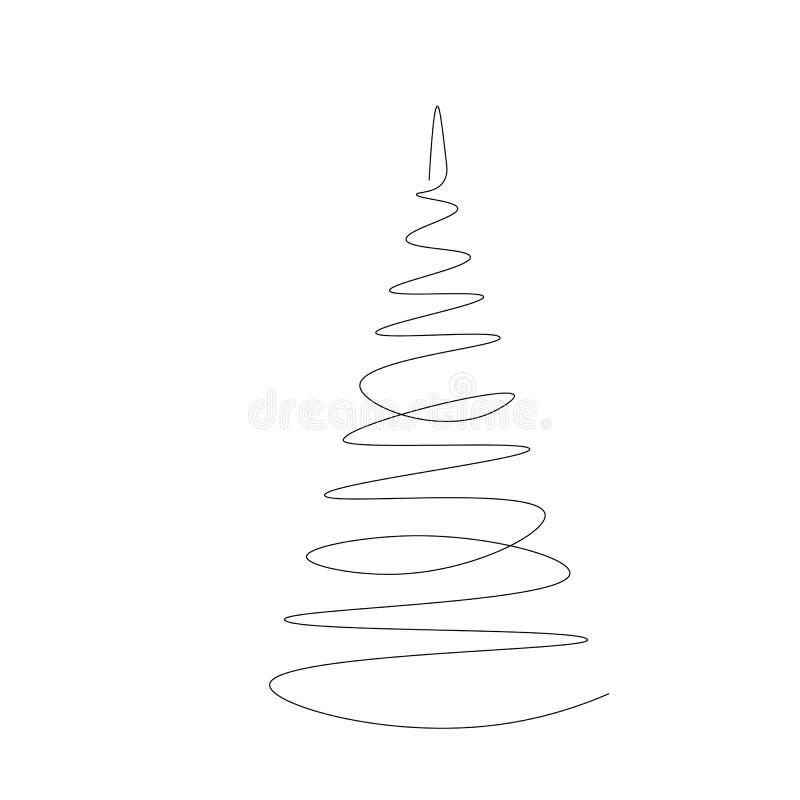 Christmas Tree Line Drawing, Vector Illustration Stock Vector