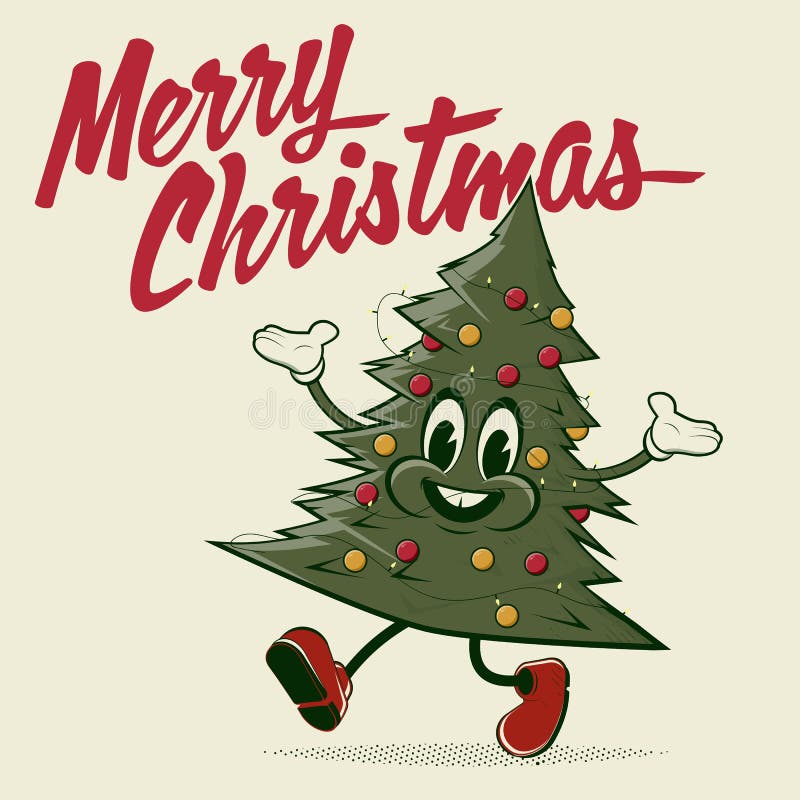 Funny Christmas Tree in Retro Cartoon Style Stock Illustration - Illustration of cheerful, clipart: 233397968 Funny Christmas Tree in Retro Cartoon Style Stock Illustration - Illustration of cheerful, clipart: 233397968