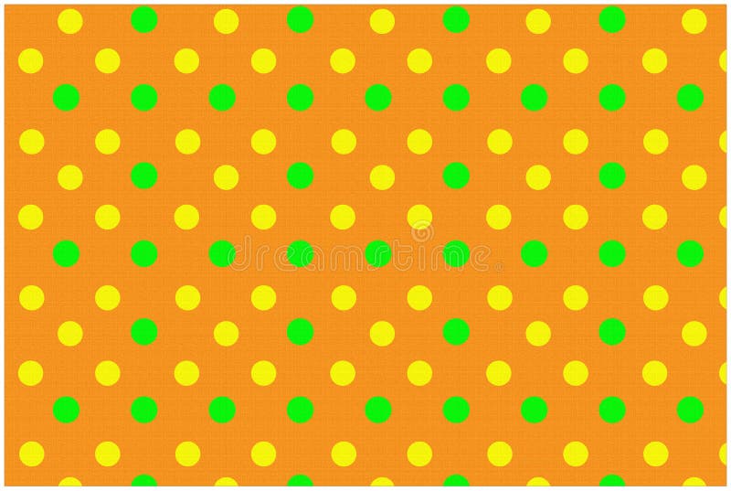 Standard Polka Dot Pattern with Green and Yellow Dots on a Orange
