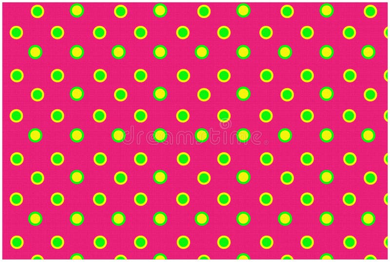 Standard Polka Dot Pattern with Green and Yellow Dots on a Pink
