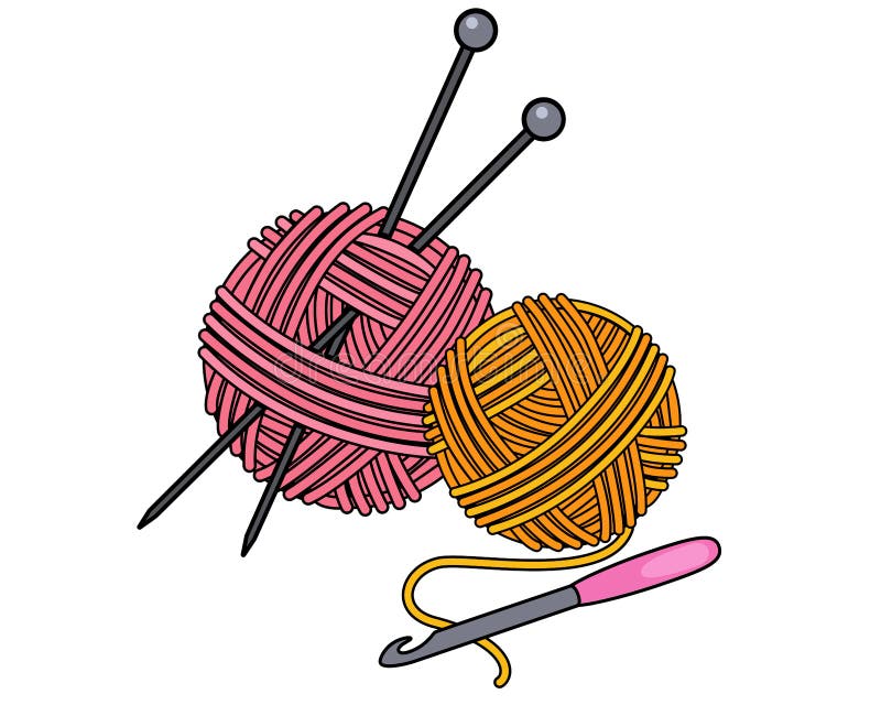 Crochet Hook, Knitting Needles and Threads Vector Full Color