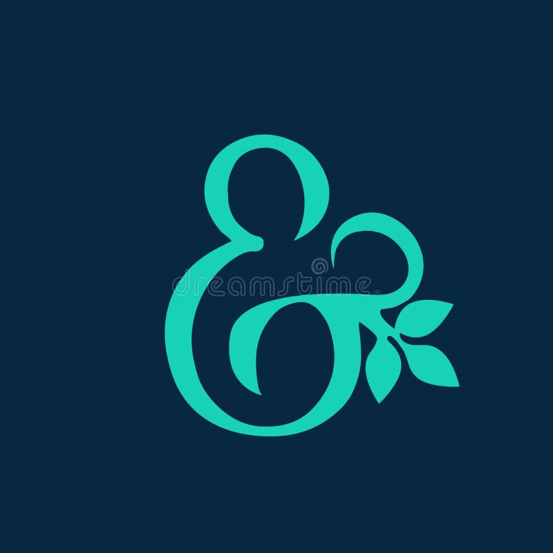 Ampersand Logo. Decorative Plant, Floral, Green Elements. Stock Vector