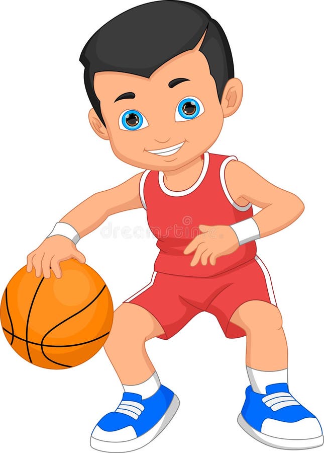 Boy Playing Basketball Cartoon Stock Vector - Illustration of childhood