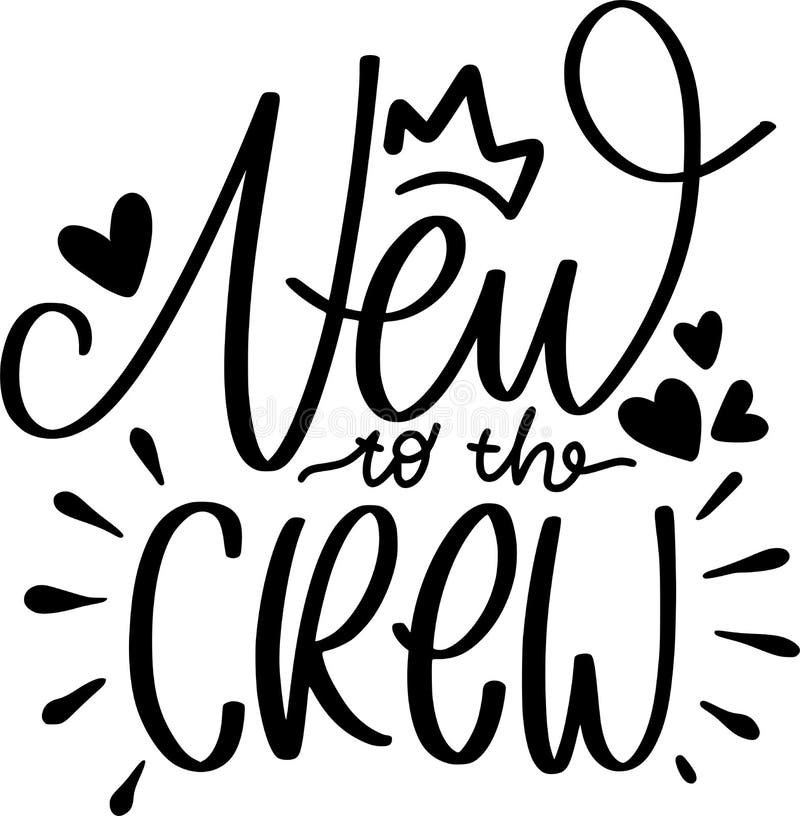 New To the Crew Quotes, Baby Lettering Quotes Stock Vector