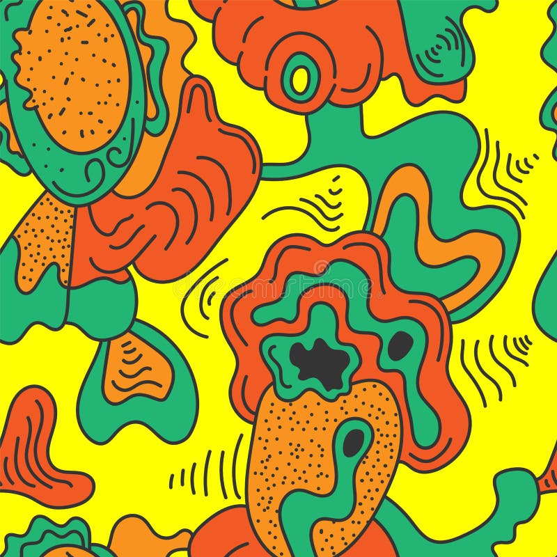 Seamless abstract psychedelic artwork with hand drawn pattern royalty free illustration