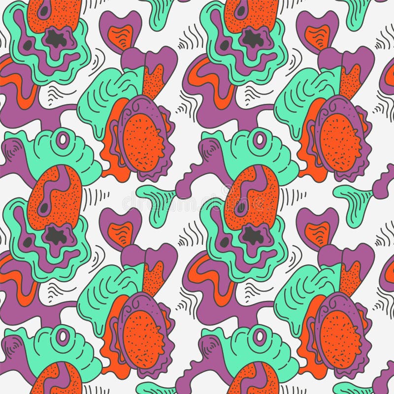 Seamless abstract psychedelic artwork with hand drawn pattern vector illustration