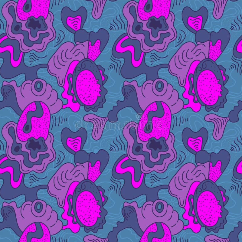 Seamless abstract psychedelic artwork with hand drawn pattern stock illustration