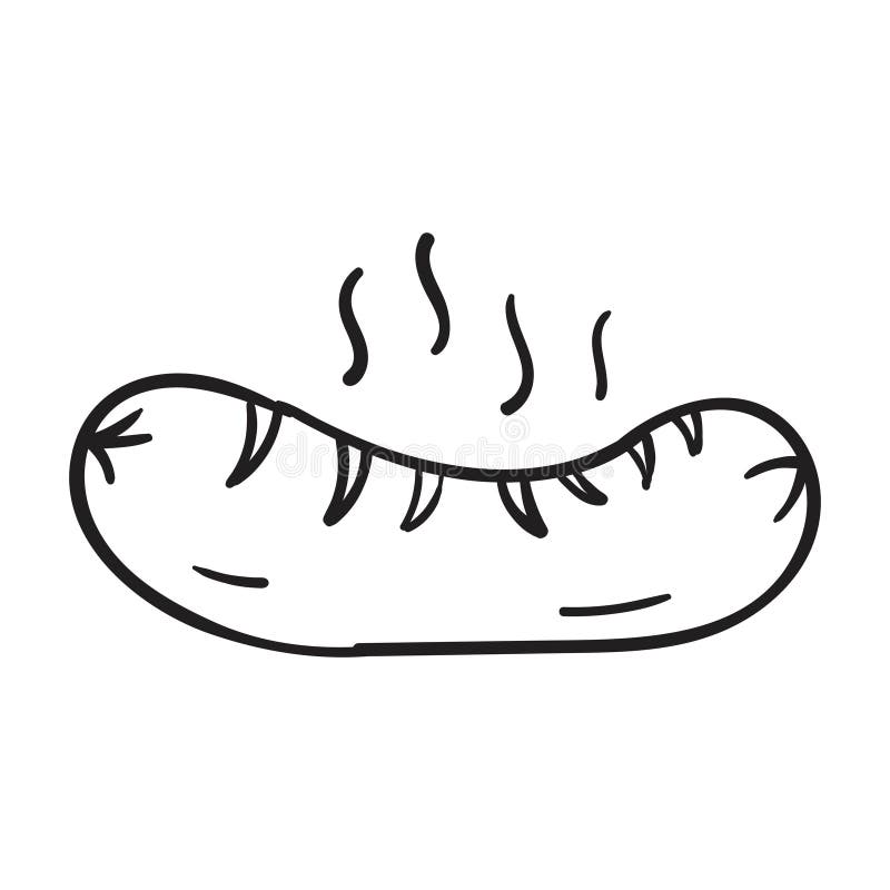 Hand Drawing Style of Sausage Line Art Icon Vector Stock Vector