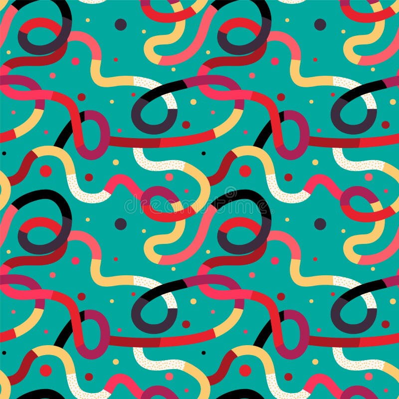 Seamless cute pattern with wave colorful line with dots vector illustration