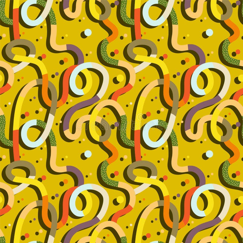 Seamless cute pattern with wave colorful line with dots royalty free illustration