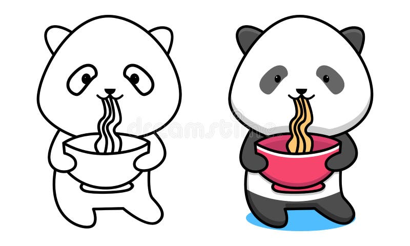 Cute Panda Drinking Milk Tea Coloring Page for Kids Stock Vector ...