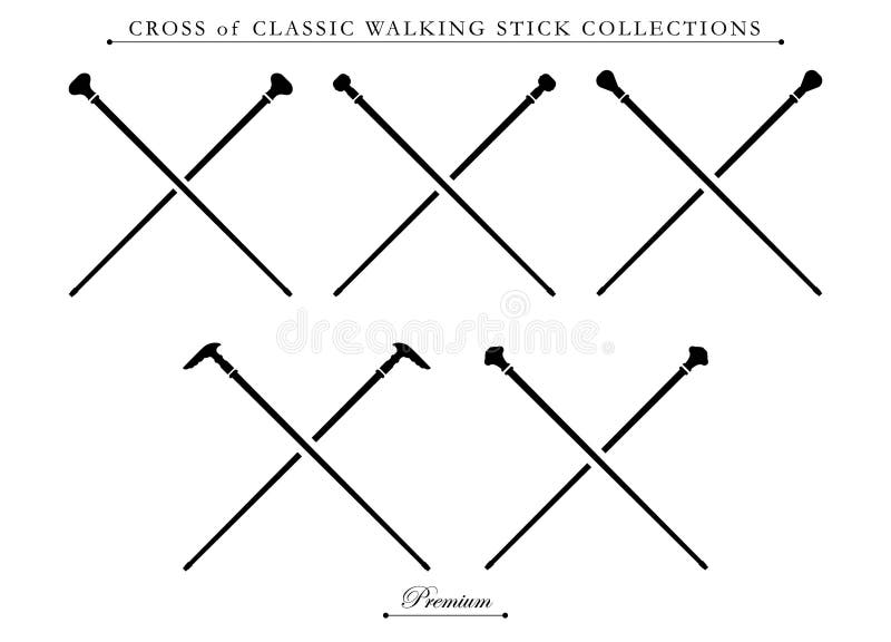 Walking Stick Crossed for Symbol Element. Stock Vector Illustration