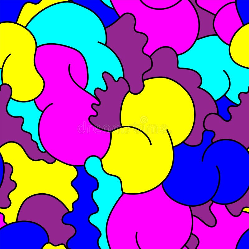 Abstract seamless cute pattern with curly shapes vector illustration