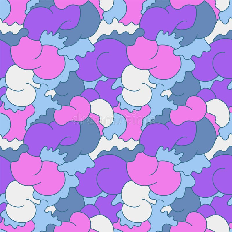 Abstract seamless cute pattern with curly shapes vector illustration