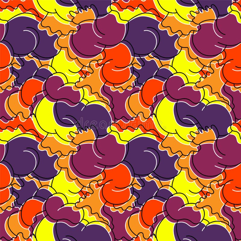 Abstract seamless cute pattern with curly shapes stock illustration