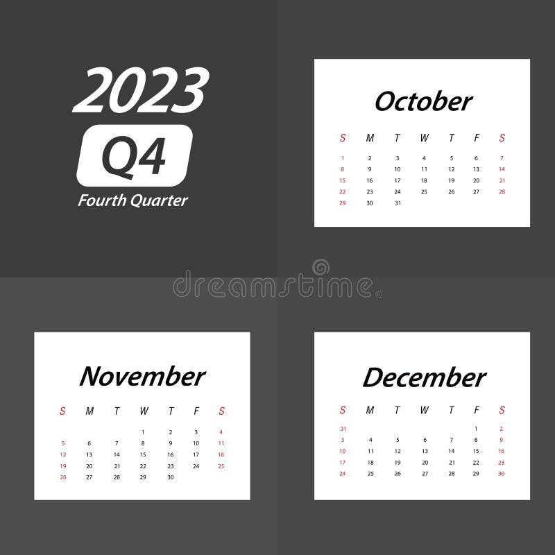 Q4 Fourth Quarter Of 2023 Calendar Stock Vector Illustration Of q4-fourth-quarter-of-2023-calendar-stock-vector-illustration-of