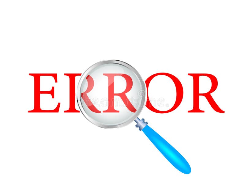 Error Text Focused with Magnifying Glass Vector Stock Illustration ...