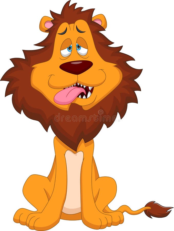 Cute Lion Cartoon Tired and Sleepy Stock Vector Illustration of