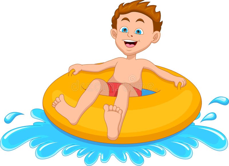 Cartoon Boy Having Fun in Swimming Pool Stock Vector - Illustration of ...